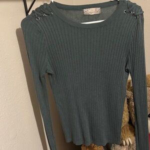 Pink Republic Ribbed Long Sleeve Top - Teal